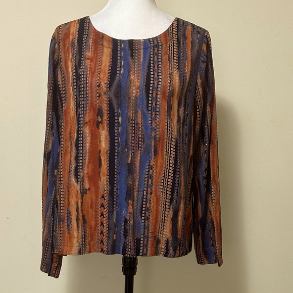 Coco + Carmen Tops - Coco + Carmen NEW Textured Stripes in Print Long Sleeve Popover Pullover S/M